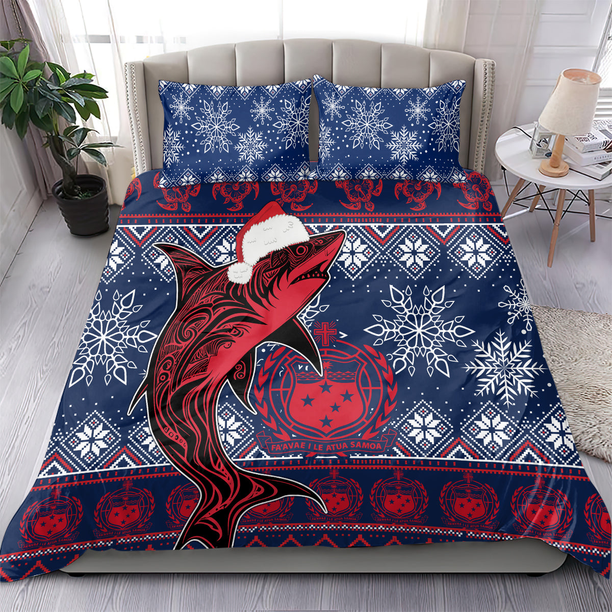 Samoa Manuia Le Kirisimasi Bedding Set Samoan Fishing Tribal Pattern Christmas Vibe LT9 - Wonder Print Shop