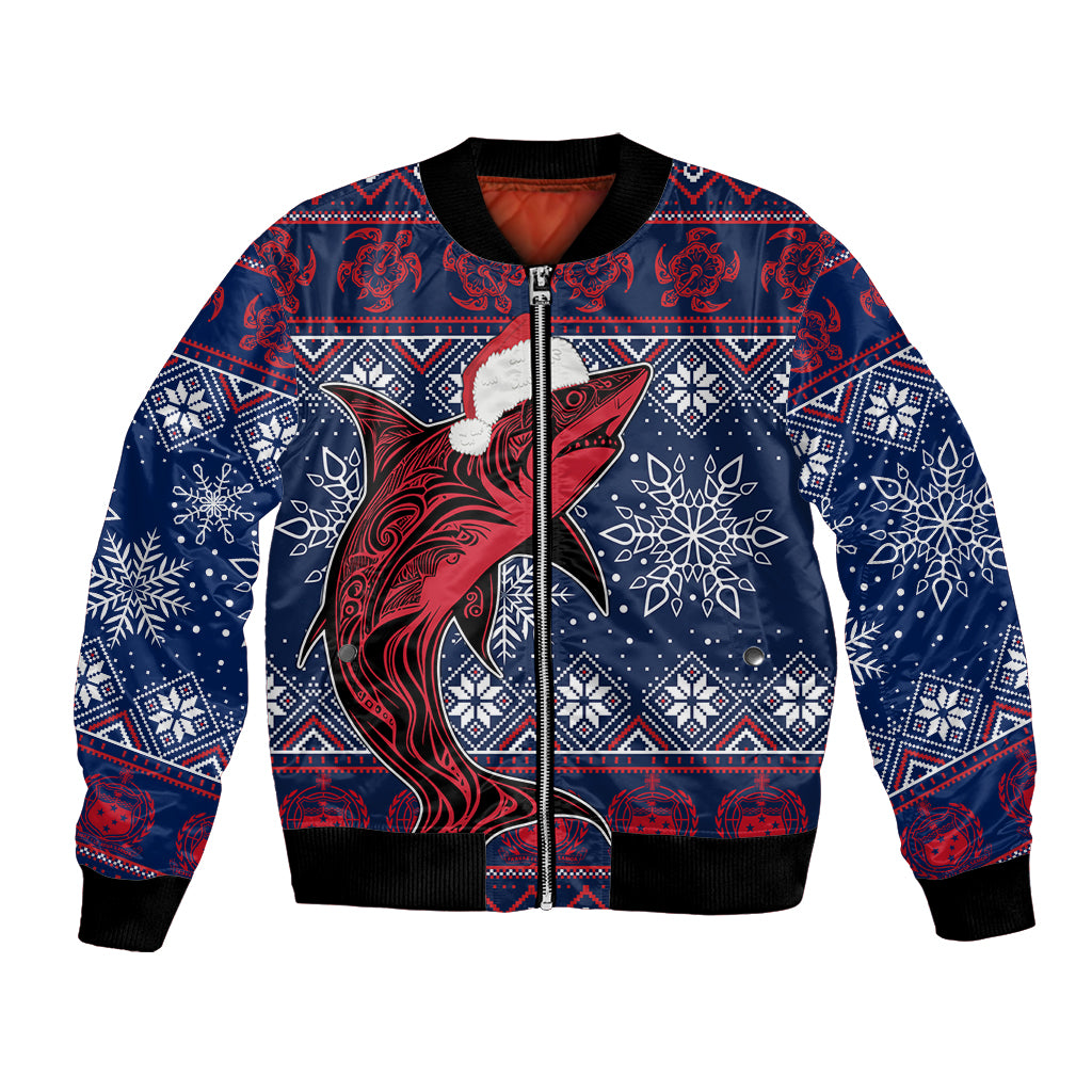 Samoa Manuia Le Kirisimasi Bomber Jacket Samoan Fishing Tribal Pattern Christmas Vibe LT9 - Wonder Print Shop