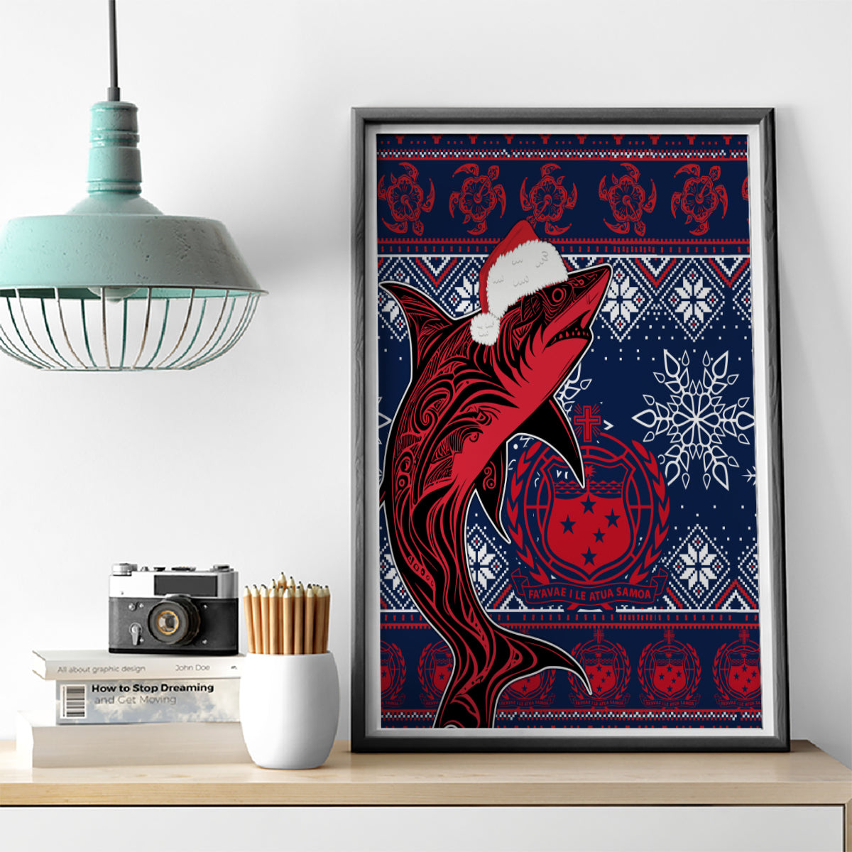 Samoa Manuia Le Kirisimasi Canvas Wall Art Samoan Fishing Tribal Pattern Christmas Vibe LT9 - Wonder Print Shop