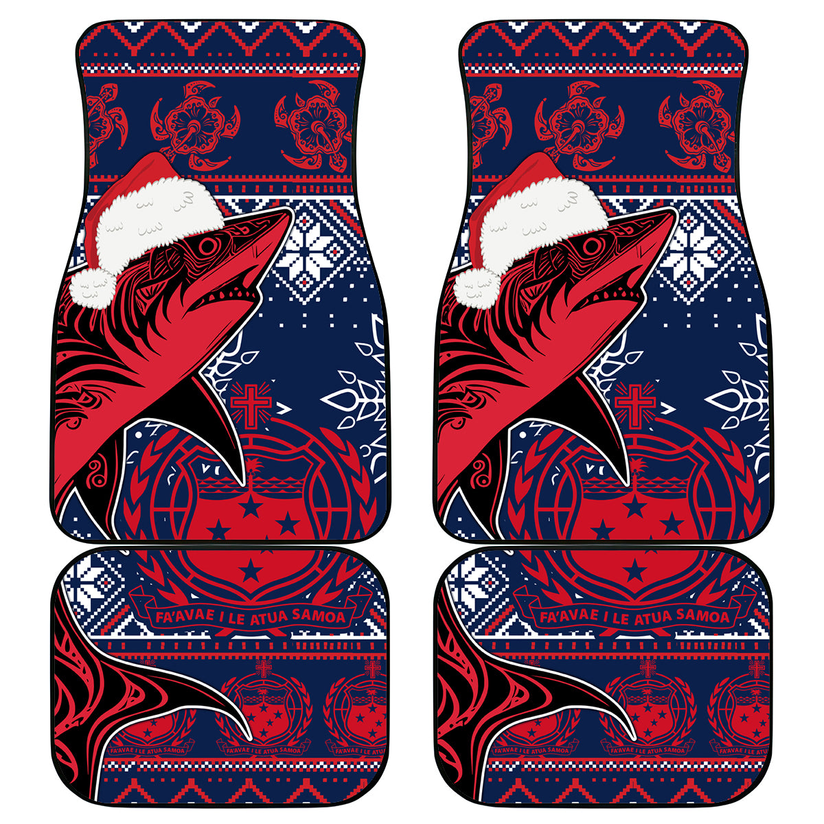 Samoa Manuia Le Kirisimasi Car Mats Samoan Fishing Tribal Pattern Christmas Vibe LT9 - Wonder Print Shop
