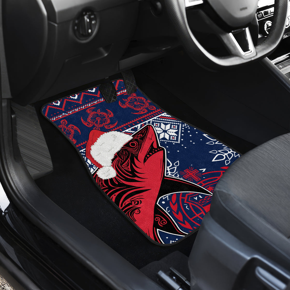 Samoa Manuia Le Kirisimasi Car Mats Samoan Fishing Tribal Pattern Christmas Vibe LT9 - Wonder Print Shop