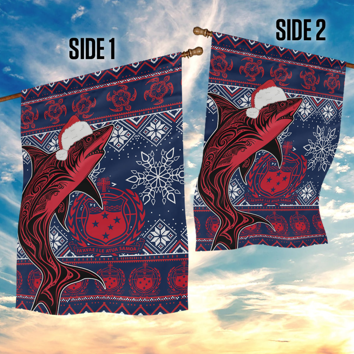 Samoa Manuia Le Kirisimasi Garden Flag Samoan Fishing Tribal Pattern Christmas Vibe - Wonder Print Shop