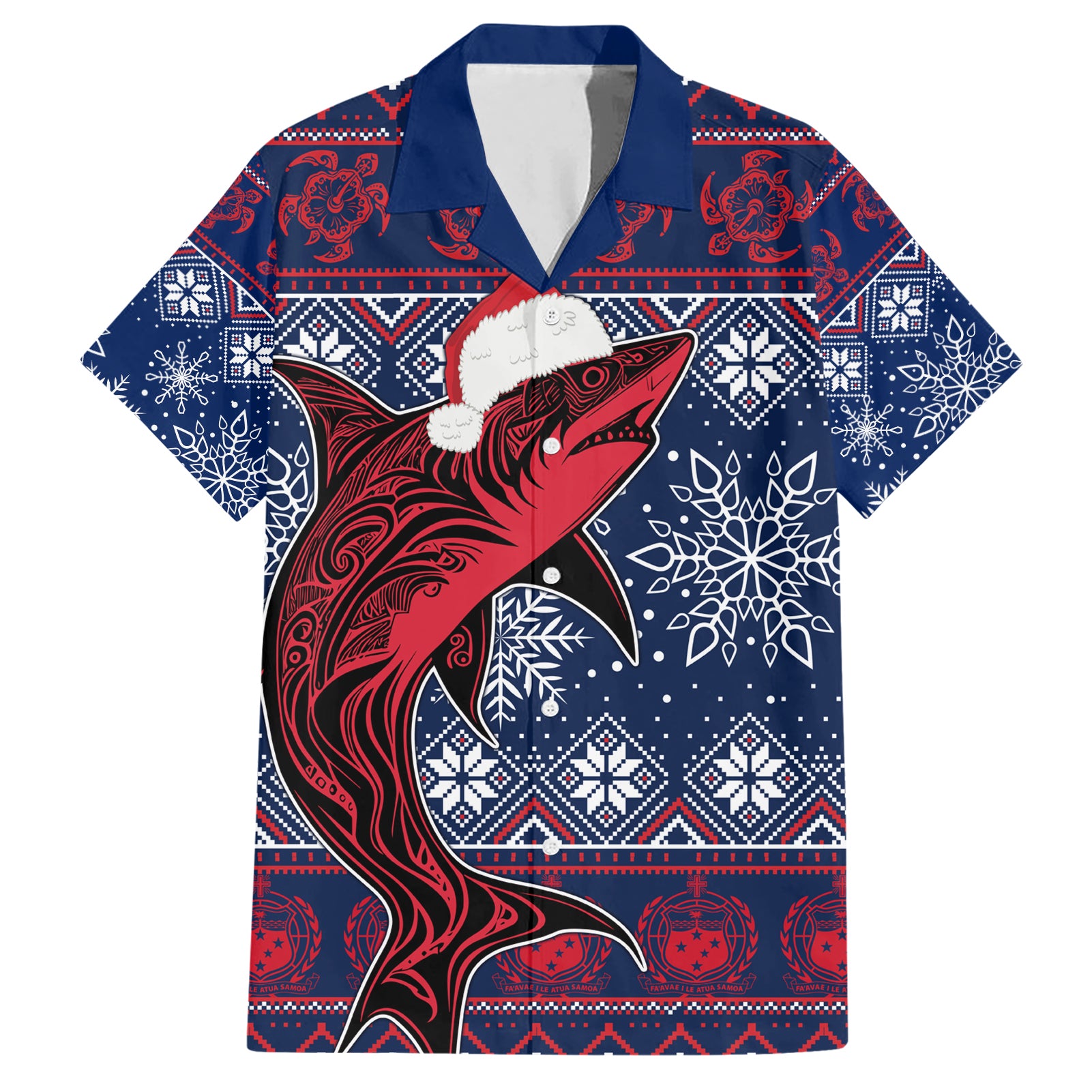 Samoa Manuia Le Kirisimasi Hawaiian Shirt Samoan Fishing Tribal Pattern Christmas Vibe - Wonder Print Shop
