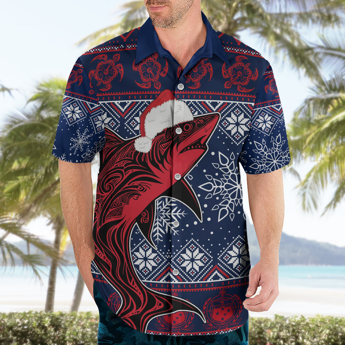 Samoa Manuia Le Kirisimasi Hawaiian Shirt Samoan Fishing Tribal Pattern Christmas Vibe - Wonder Print Shop