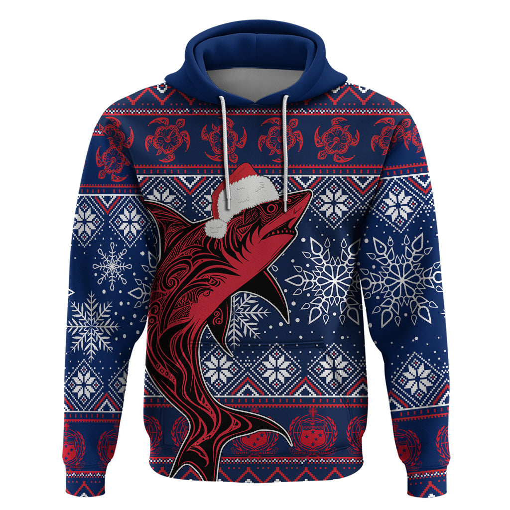 Samoa Manuia Le Kirisimasi Hoodie Samoan Fishing Tribal Pattern Christmas Vibe - Wonder Print Shop