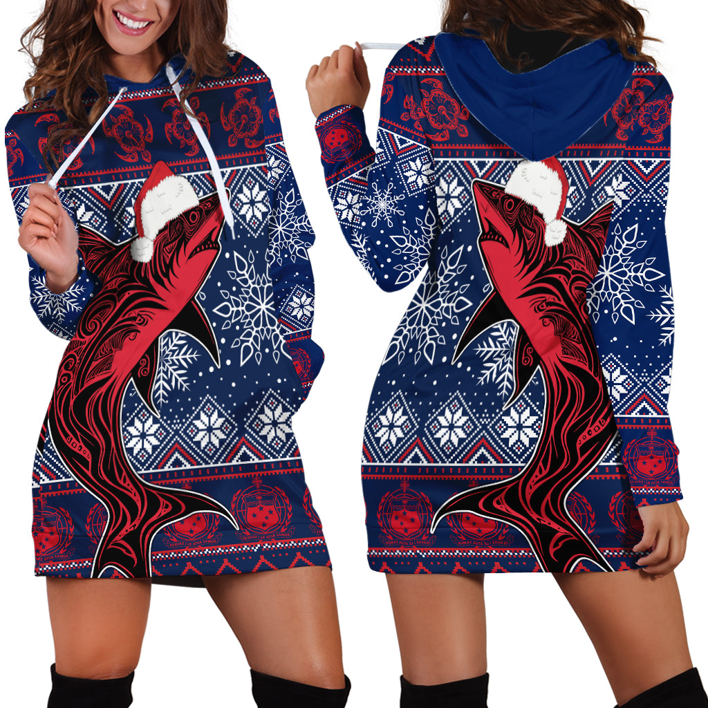 Samoa Manuia Le Kirisimasi Hoodie Dress Samoan Fishing Tribal Pattern Christmas Vibe - Wonder Print Shop