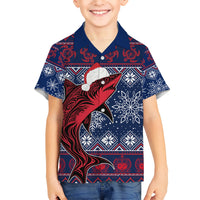 Samoa Manuia Le Kirisimasi Kid Hawaiian Shirt Samoan Fishing Tribal Pattern Christmas Vibe - Wonder Print Shop