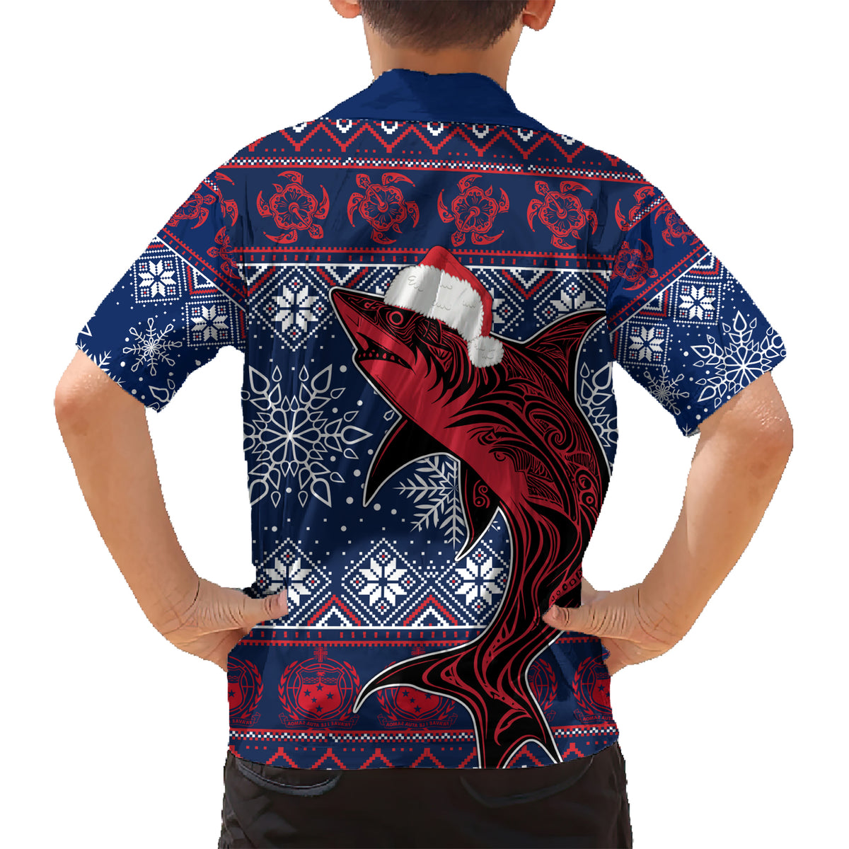 Samoa Manuia Le Kirisimasi Kid Hawaiian Shirt Samoan Fishing Tribal Pattern Christmas Vibe - Wonder Print Shop