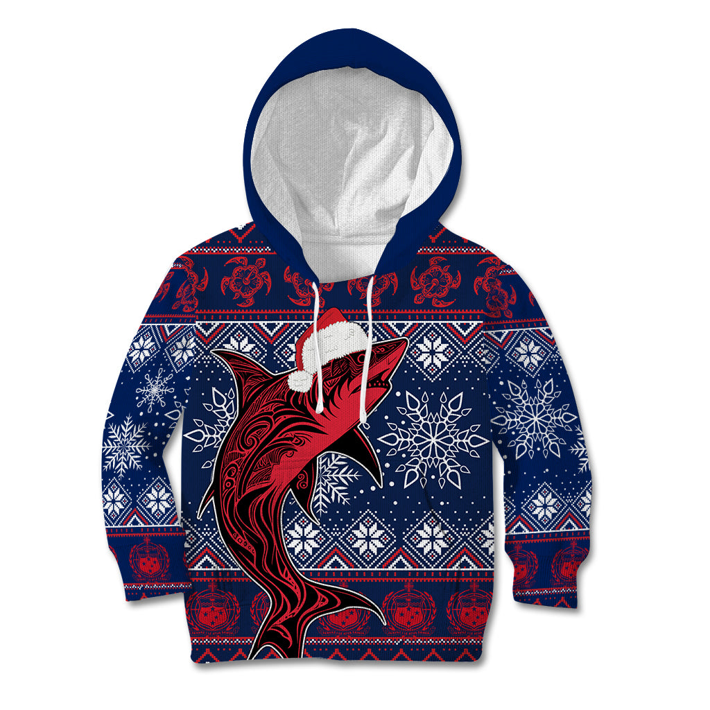 Samoa Manuia Le Kirisimasi Kid Hoodie Samoan Fishing Tribal Pattern Christmas Vibe - Wonder Print Shop