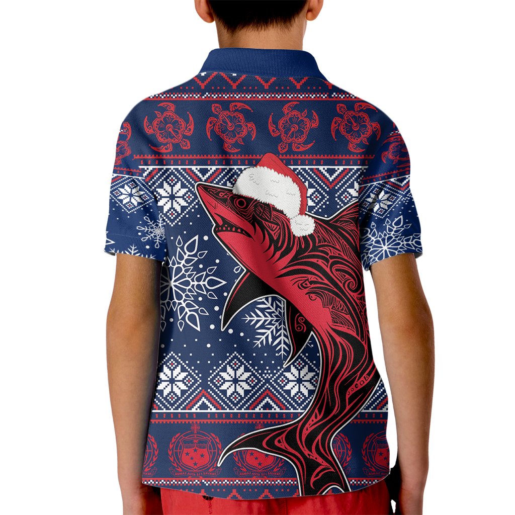 Samoa Manuia Le Kirisimasi Kid Polo Shirt Samoan Fishing Tribal Pattern Christmas Vibe - Wonder Print Shop