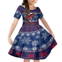 Samoa Manuia Le Kirisimasi Kid Short Sleeve Dress Samoan Fishing Tribal Pattern Christmas Vibe - Wonder Print Shop