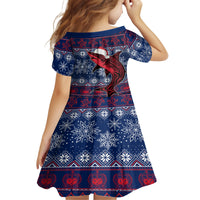 Samoa Manuia Le Kirisimasi Kid Short Sleeve Dress Samoan Fishing Tribal Pattern Christmas Vibe - Wonder Print Shop