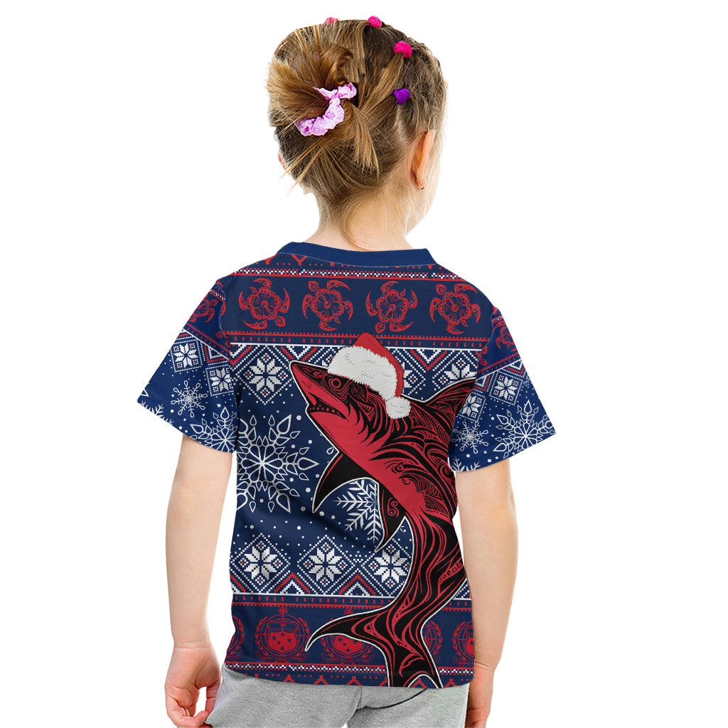Samoa Manuia Le Kirisimasi Kid T Shirt Samoan Fishing Tribal Pattern Christmas Vibe - Wonder Print Shop