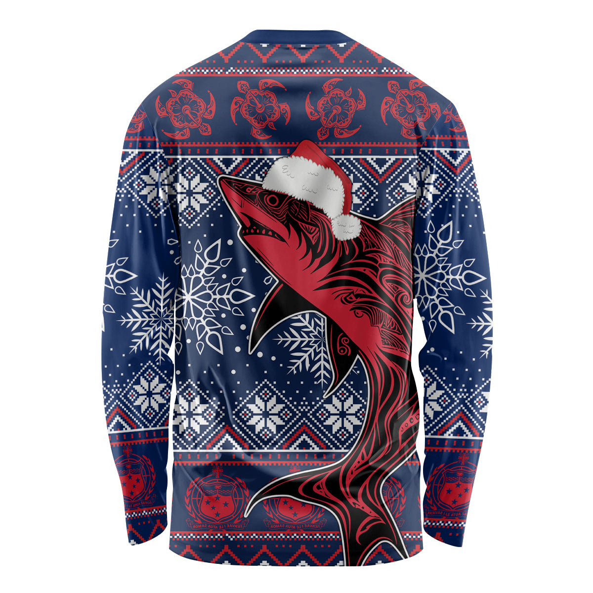 Samoa Manuia Le Kirisimasi Long Sleeve Shirt Samoan Fishing Tribal Pattern Christmas Vibe - Wonder Print Shop