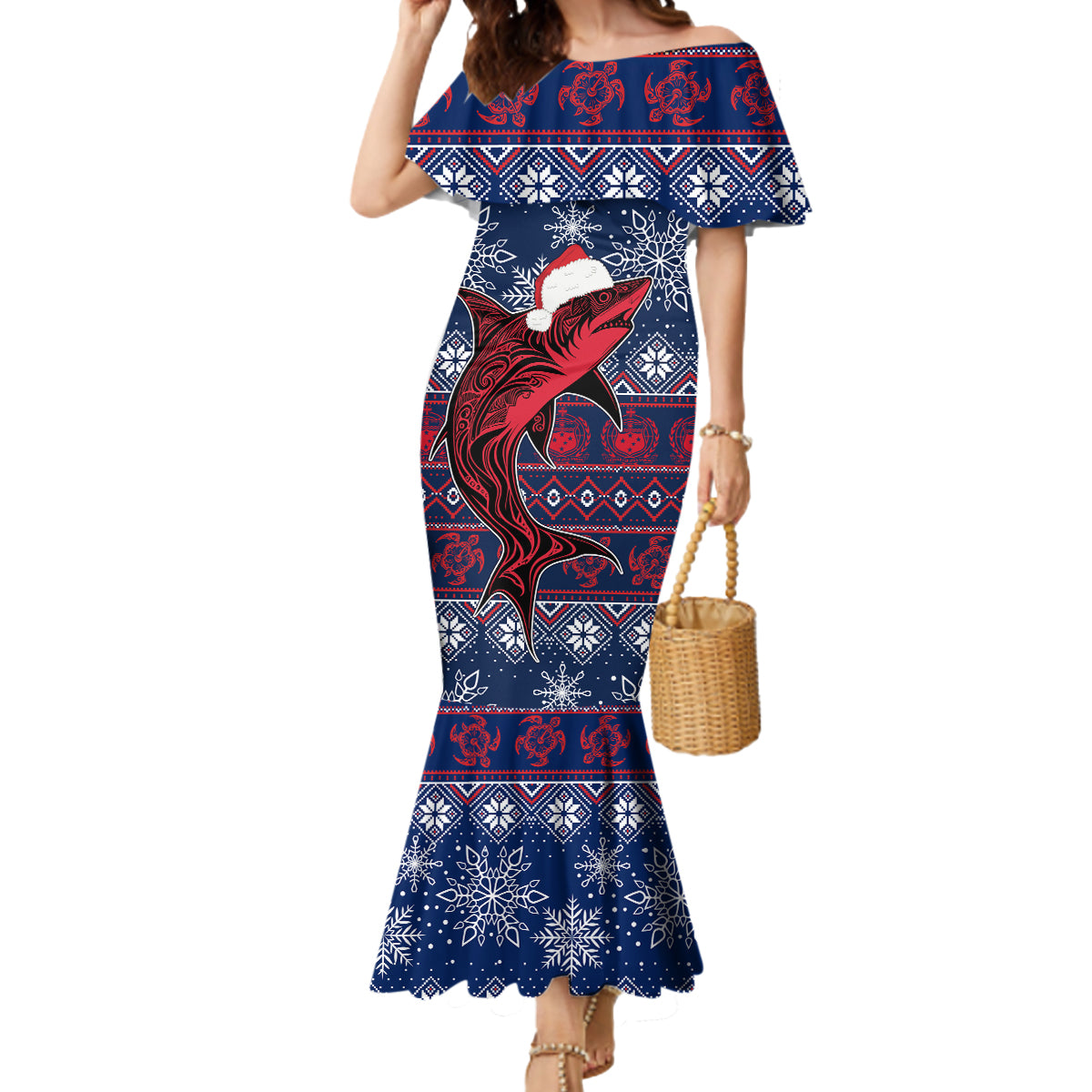 Samoa Manuia Le Kirisimasi Mermaid Dress Samoan Fishing Tribal Pattern Christmas Vibe - Wonder Print Shop