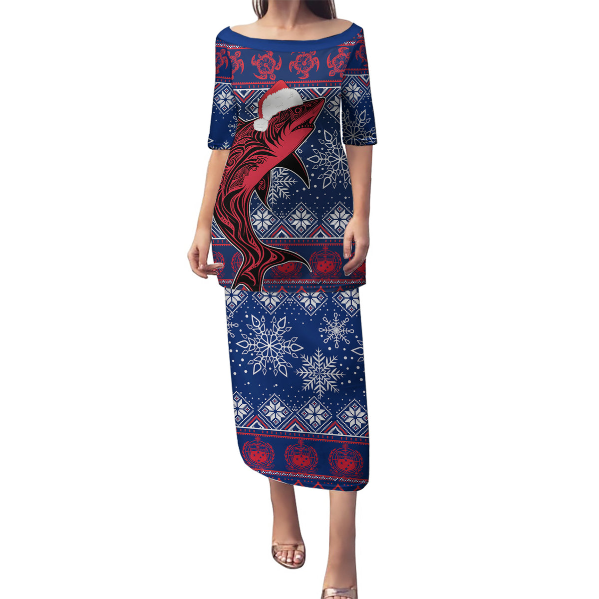Samoa Manuia Le Kirisimasi Puletasi Samoan Fishing Tribal Pattern Christmas Vibe - Wonder Print Shop