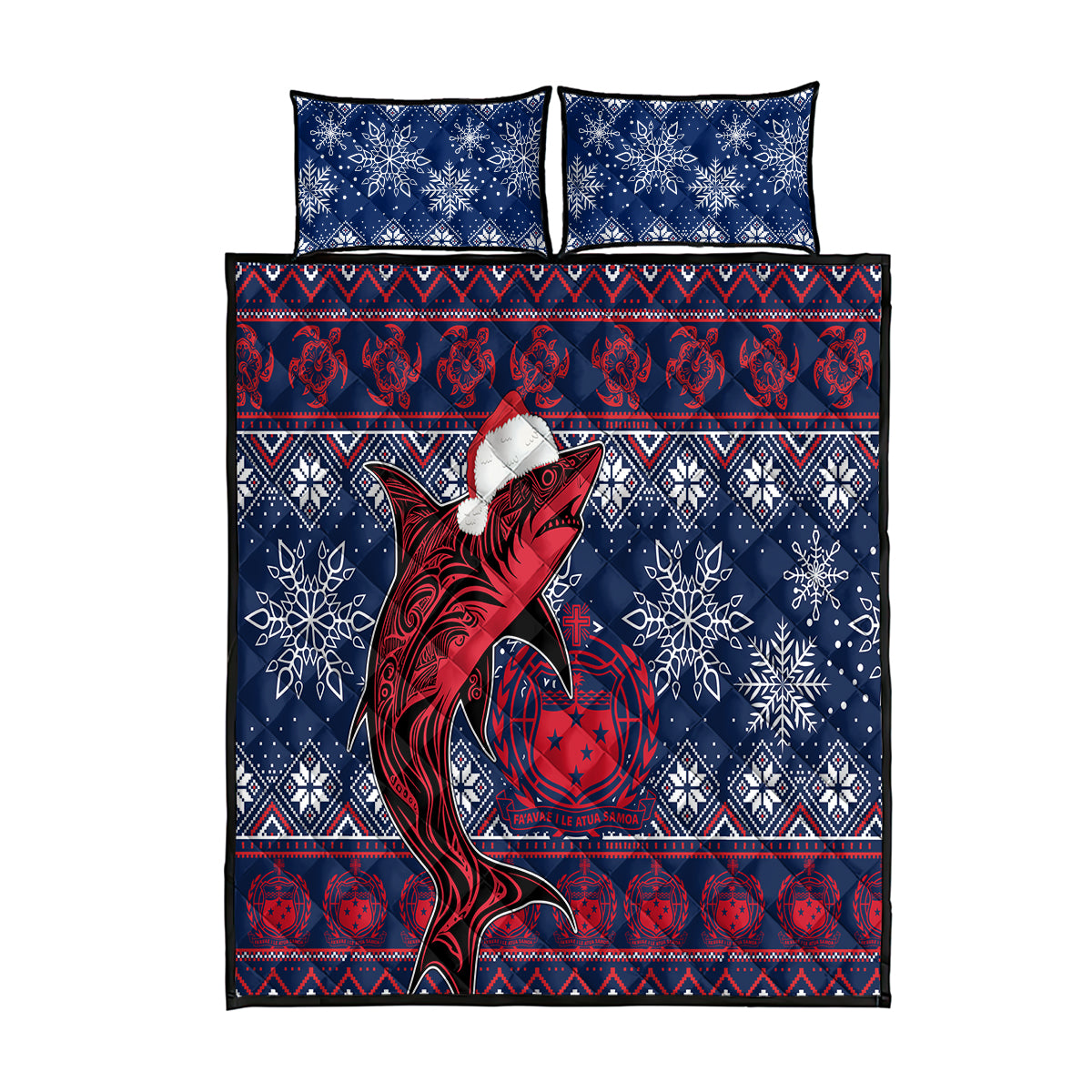 Samoa Manuia Le Kirisimasi Quilt Bed Set Samoan Fishing Tribal Pattern Christmas Vibe - Wonder Print Shop