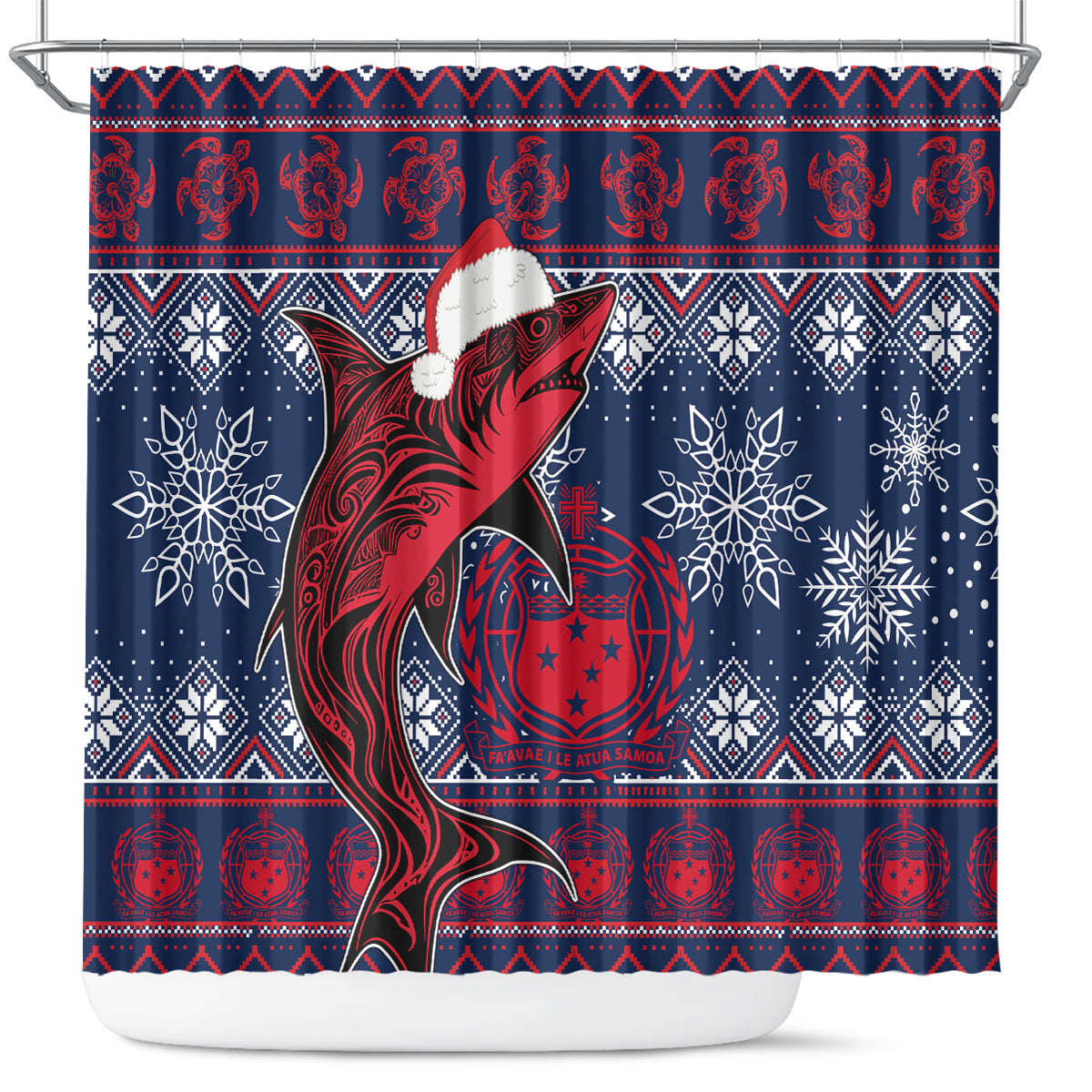 samoa-manuia-le-kirisimasi-shower-curtain-samoan-fishing-tribal-pattern-christmas-vibe
