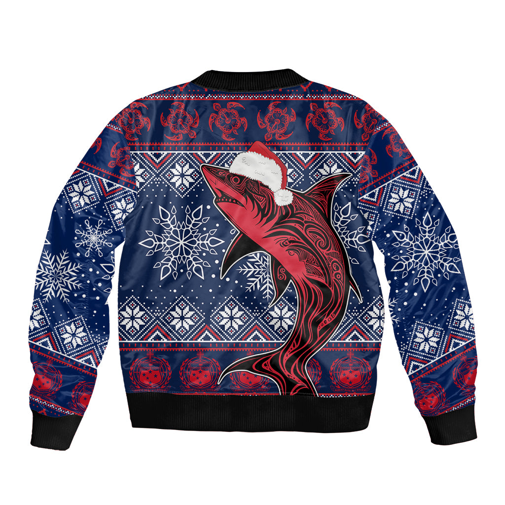 Samoa Manuia Le Kirisimasi Sleeve Zip Bomber Jacket Samoan Fishing Tribal Pattern Christmas Vibe - Wonder Print Shop