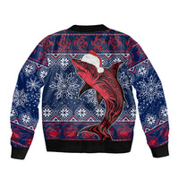 Samoa Manuia Le Kirisimasi Sleeve Zip Bomber Jacket Samoan Fishing Tribal Pattern Christmas Vibe - Wonder Print Shop