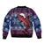 Samoa Manuia Le Kirisimasi Sleeve Zip Bomber Jacket Samoan Fishing Tribal Pattern Christmas Vibe - Wonder Print Shop