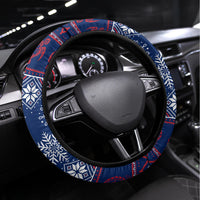 Samoa Manuia Le Kirisimasi Steering Wheel Cover Samoan Fishing Tribal Pattern Christmas Vibe - Wonder Print Shop
