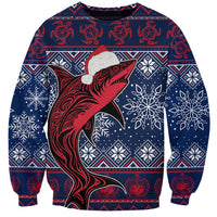 Samoa Manuia Le Kirisimasi Sweatshirt Samoan Fishing Tribal Pattern Christmas Vibe - Wonder Print Shop