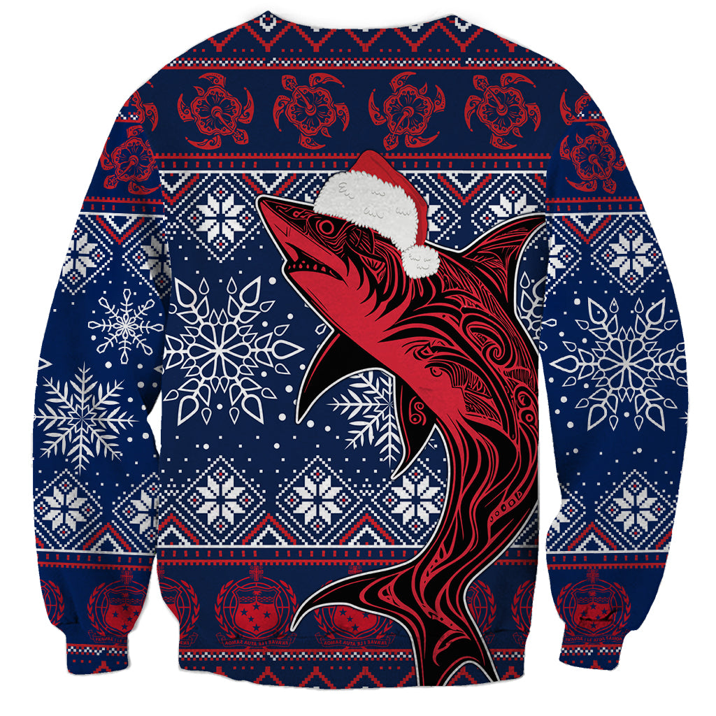 Samoa Manuia Le Kirisimasi Sweatshirt Samoan Fishing Tribal Pattern Christmas Vibe - Wonder Print Shop