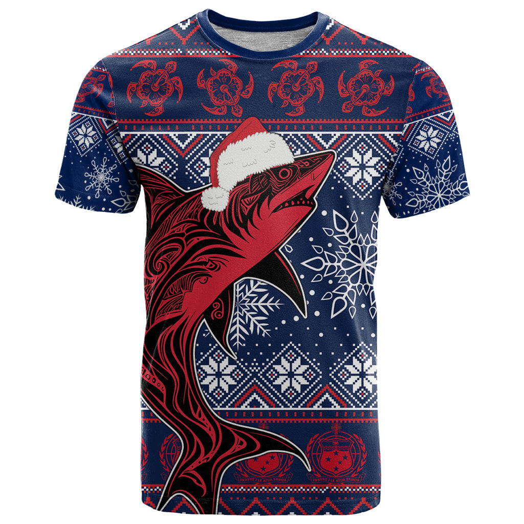 Samoa Manuia Le Kirisimasi T Shirt Samoan Fishing Tribal Pattern Christmas Vibe - Wonder Print Shop