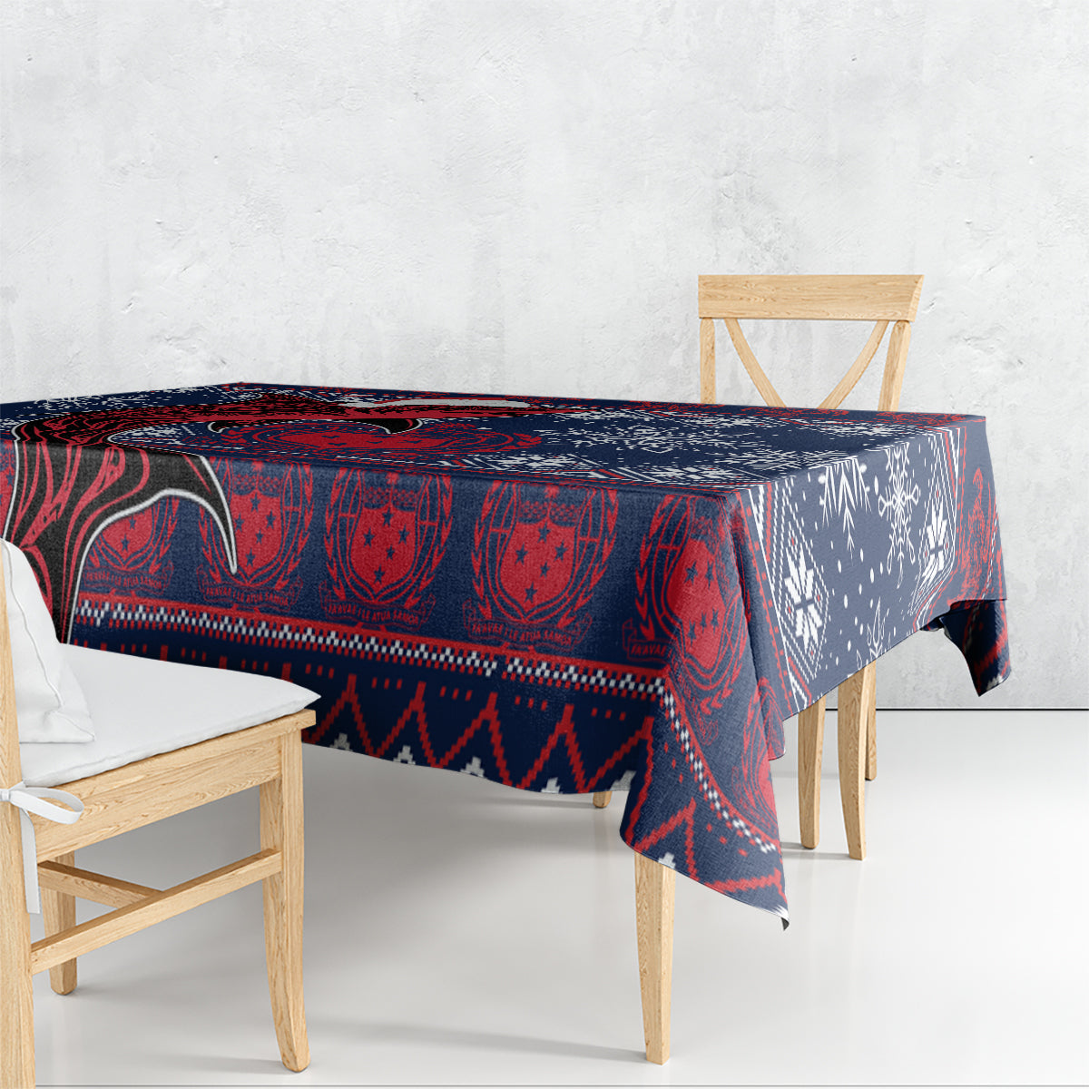 Samoa Manuia Le Kirisimasi Tablecloth Samoan Fishing Tribal Pattern Christmas Vibe - Wonder Print Shop