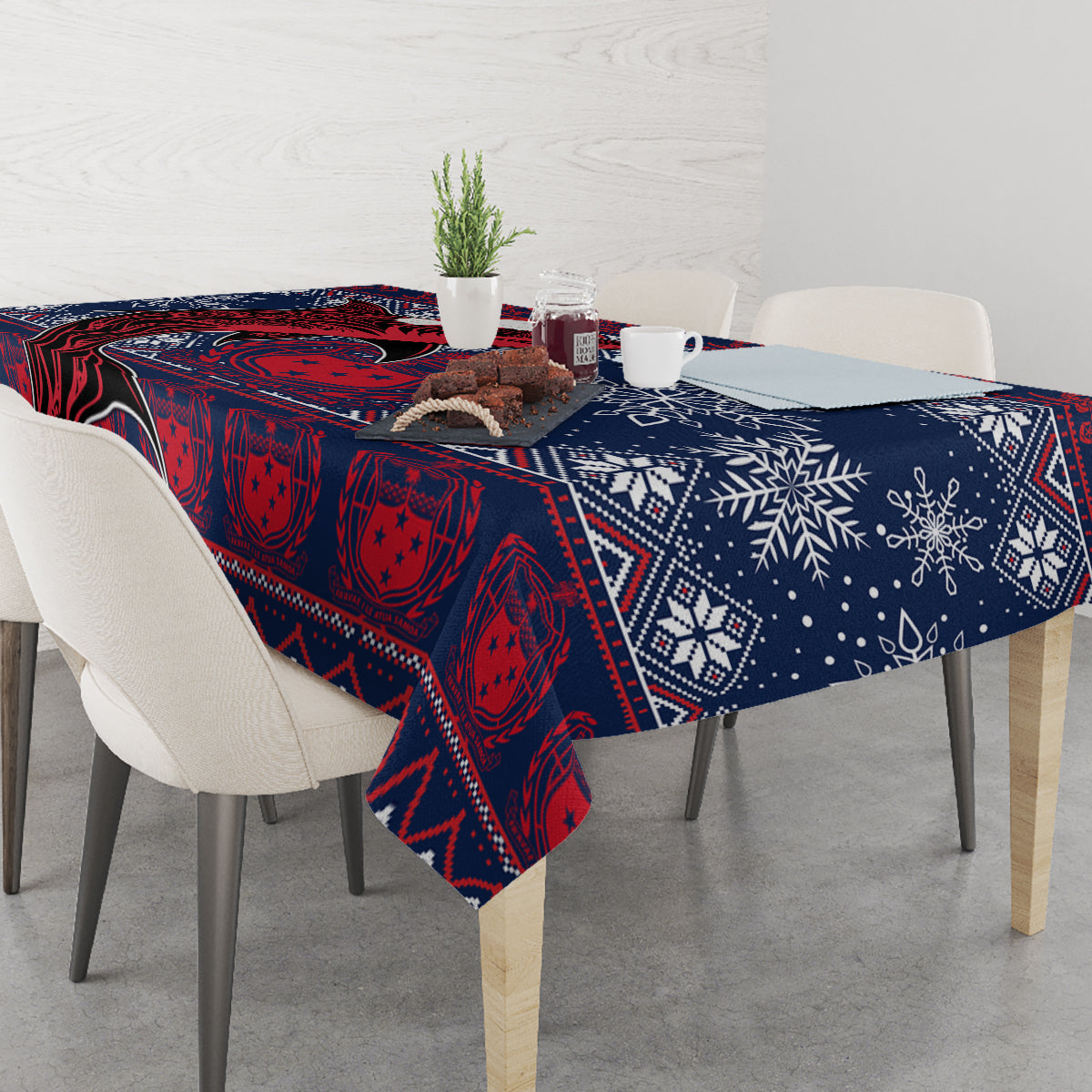 Samoa Manuia Le Kirisimasi Tablecloth Samoan Fishing Tribal Pattern Christmas Vibe - Wonder Print Shop