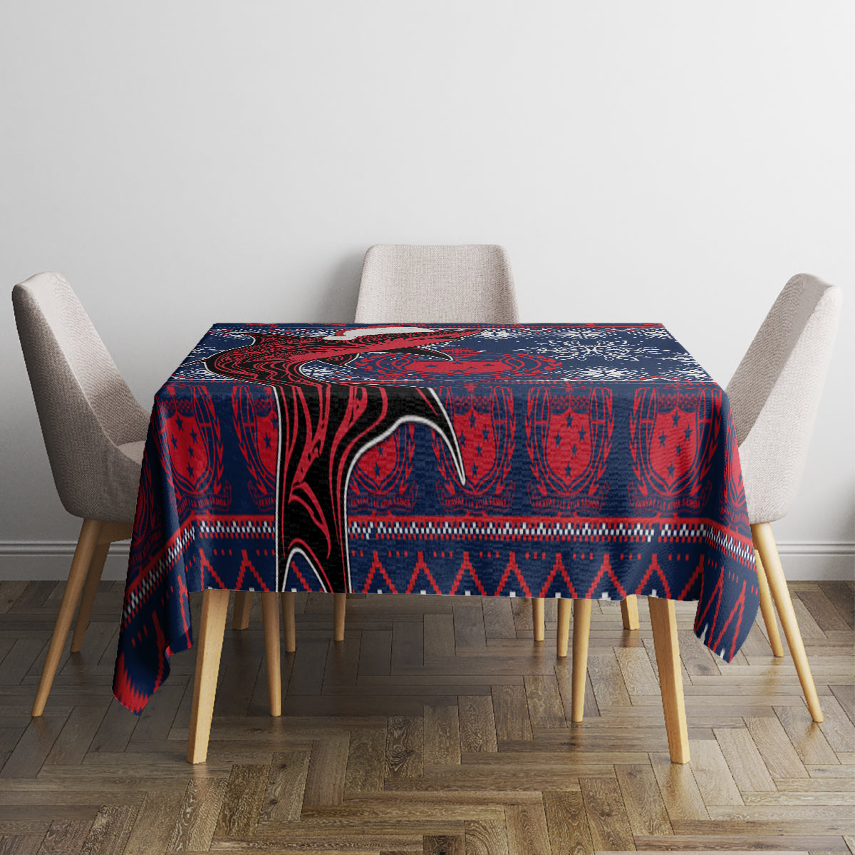 Samoa Manuia Le Kirisimasi Tablecloth Samoan Fishing Tribal Pattern Christmas Vibe - Wonder Print Shop