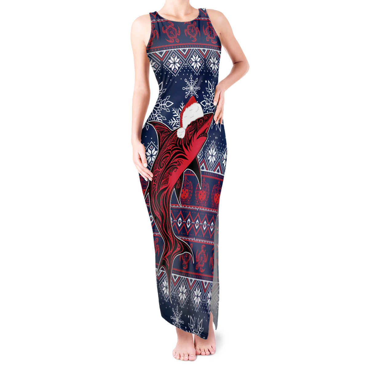 Samoa Manuia Le Kirisimasi Tank Maxi Dress Samoan Fishing Tribal Pattern Christmas Vibe - Wonder Print Shop