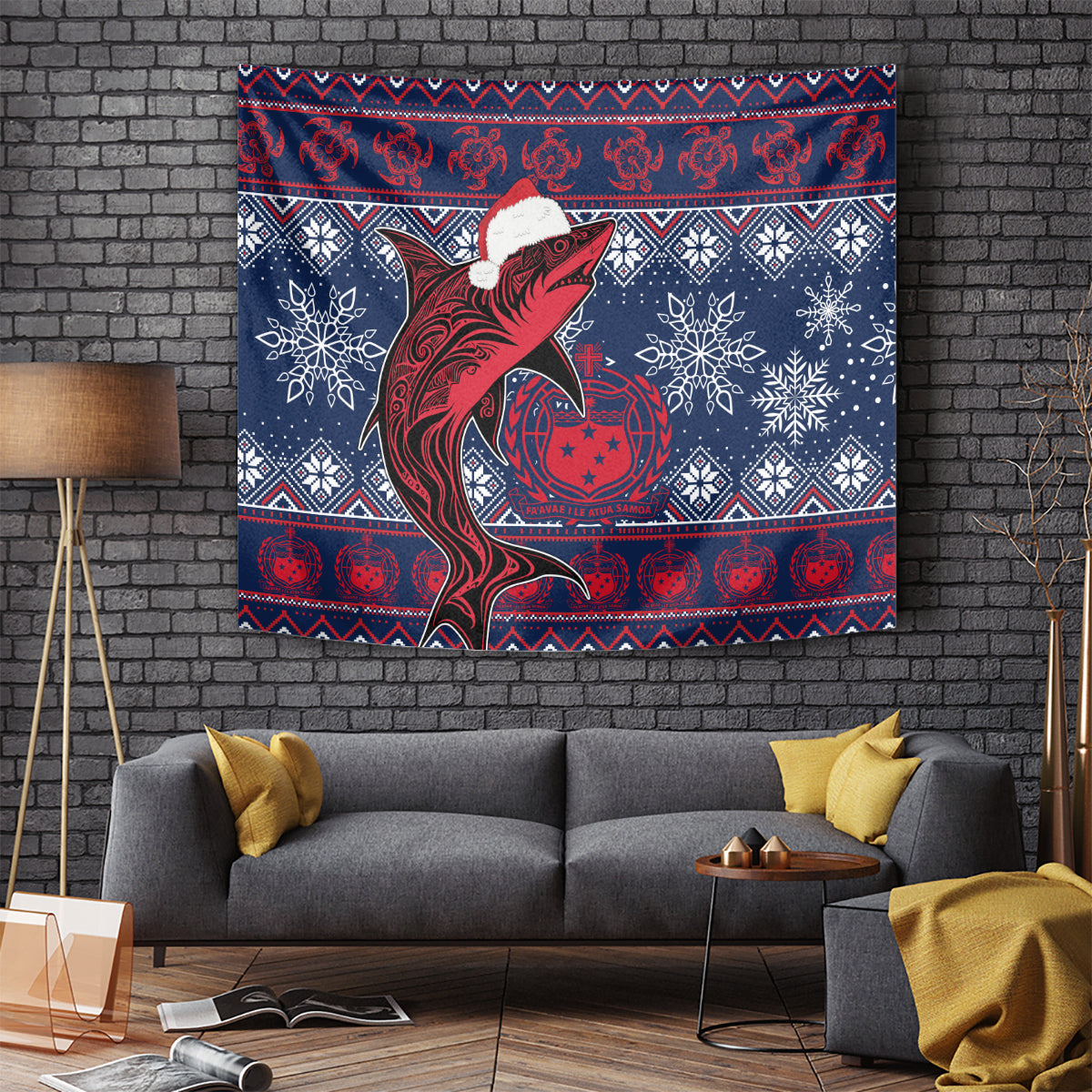 Samoa Manuia Le Kirisimasi Tapestry Samoan Fishing Tribal Pattern Christmas Vibe - Wonder Print Shop