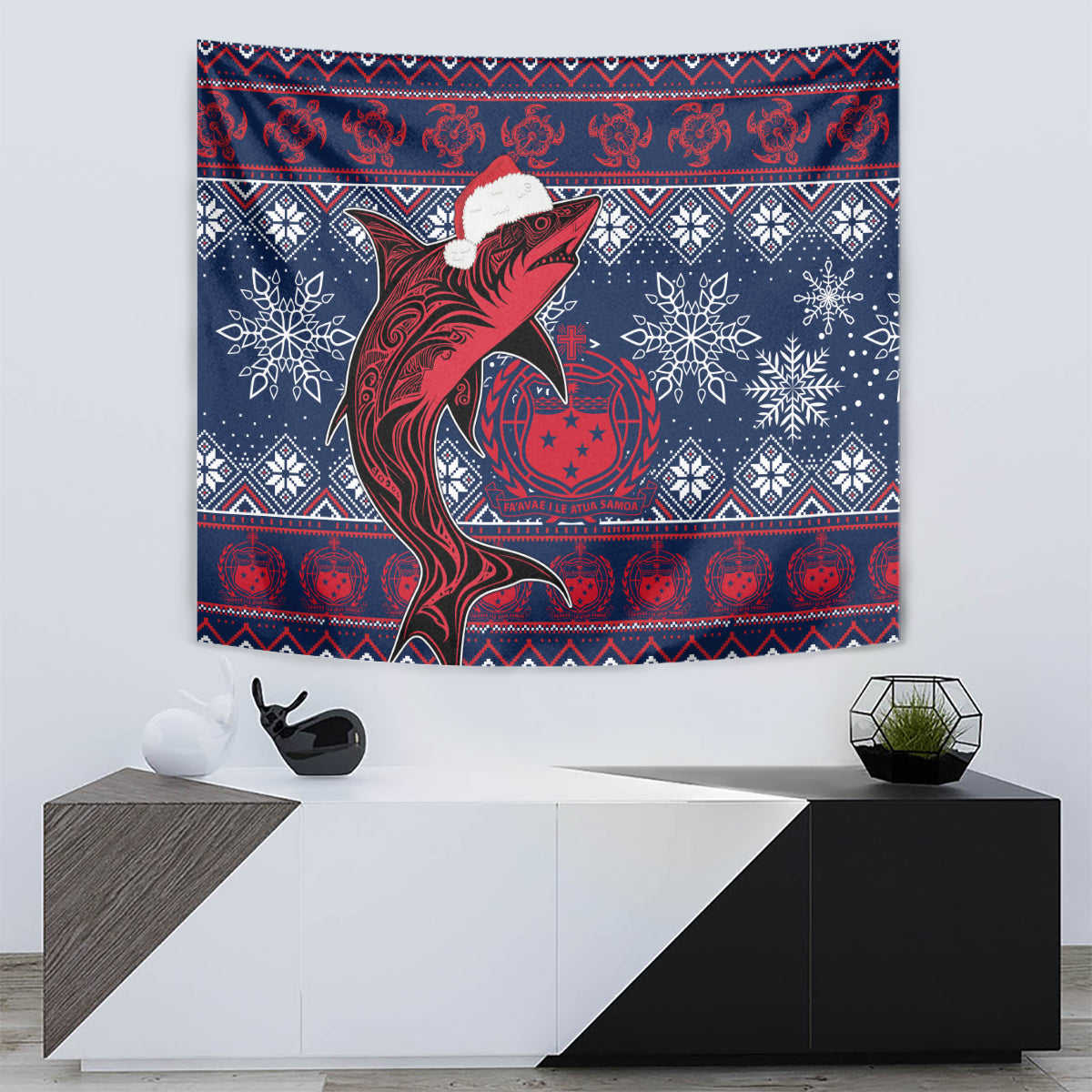 Samoa Manuia Le Kirisimasi Tapestry Samoan Fishing Tribal Pattern Christmas Vibe - Wonder Print Shop