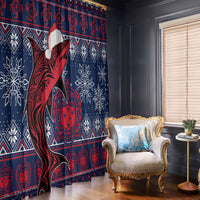 Samoa Manuia Le Kirisimasi Window Curtain Samoan Fishing Tribal Pattern Christmas Vibe - Wonder Print Shop