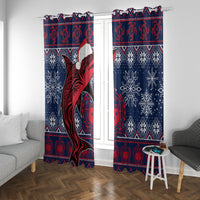 Samoa Manuia Le Kirisimasi Window Curtain Samoan Fishing Tribal Pattern Christmas Vibe - Wonder Print Shop