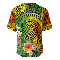 Polynesia Baseball Jersey Pasifika Tribal with Tropical Flowers LT9 - Wonder Print Shop