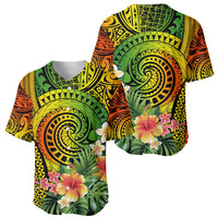 Polynesia Baseball Jersey Pasifika Tribal with Tropical Flowers LT9 - Wonder Print Shop