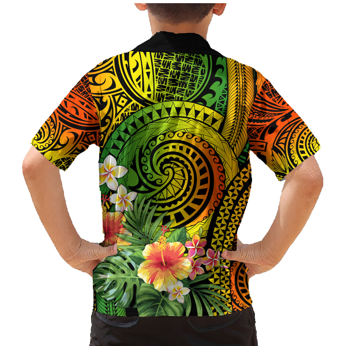 Polynesia Family Matching Mermaid Dress and Hawaiian Shirt Pasifika Tribal with Tropical Flowers LT9 - Wonder Print Shop