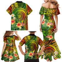 Polynesia Family Matching Mermaid Dress and Hawaiian Shirt Pasifika Tribal with Tropical Flowers LT9 - Wonder Print Shop