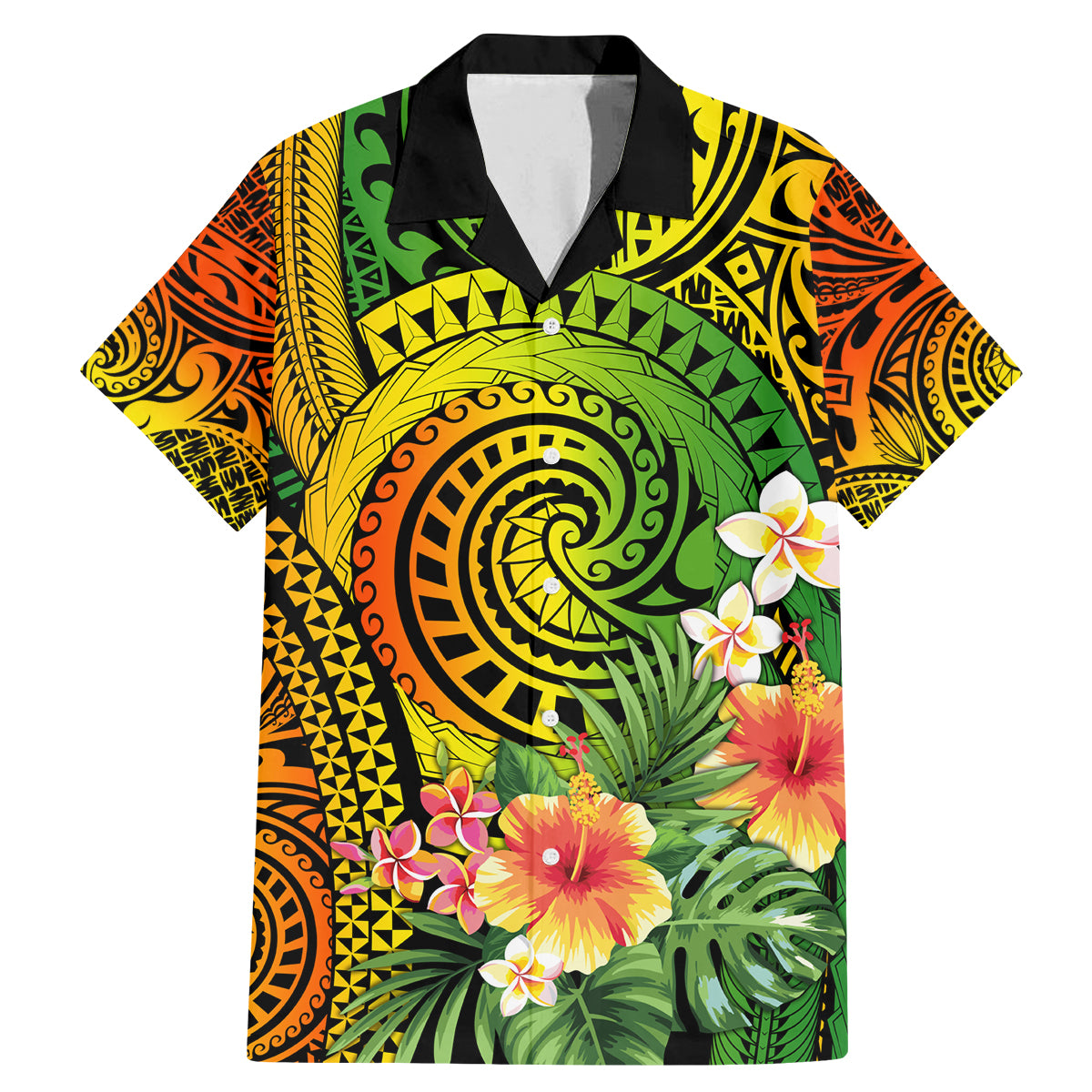 Polynesia Family Matching Mermaid Dress and Hawaiian Shirt Pasifika Tribal with Tropical Flowers LT9 - Wonder Print Shop