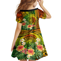 Polynesia Family Matching Off Shoulder Maxi Dress and Hawaiian Shirt Pasifika Tribal with Tropical Flowers LT9 - Wonder Print Shop