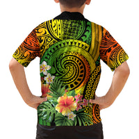 Polynesia Family Matching Summer Maxi Dress and Hawaiian Shirt Pasifika Tribal with Tropical Flowers - Wonder Print Shop