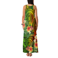 Polynesia Family Matching Tank Maxi Dress and Hawaiian Shirt Pasifika Tribal with Tropical Flowers - Wonder Print Shop