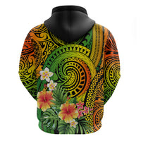 Polynesia Hoodie Pasifika Tribal with Tropical Flowers - Wonder Print Shop