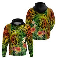 Polynesia Hoodie Pasifika Tribal with Tropical Flowers - Wonder Print Shop