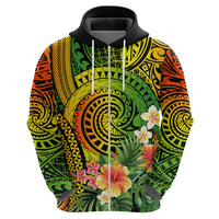 Polynesia Hoodie Pasifika Tribal with Tropical Flowers - Wonder Print Shop
