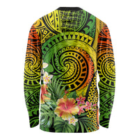 Polynesia Long Sleeve Shirt Pasifika Tribal with Tropical Flowers - Wonder Print Shop