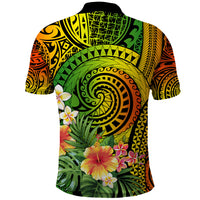 Polynesia Polo Shirt Pasifika Tribal with Tropical Flowers - Wonder Print Shop